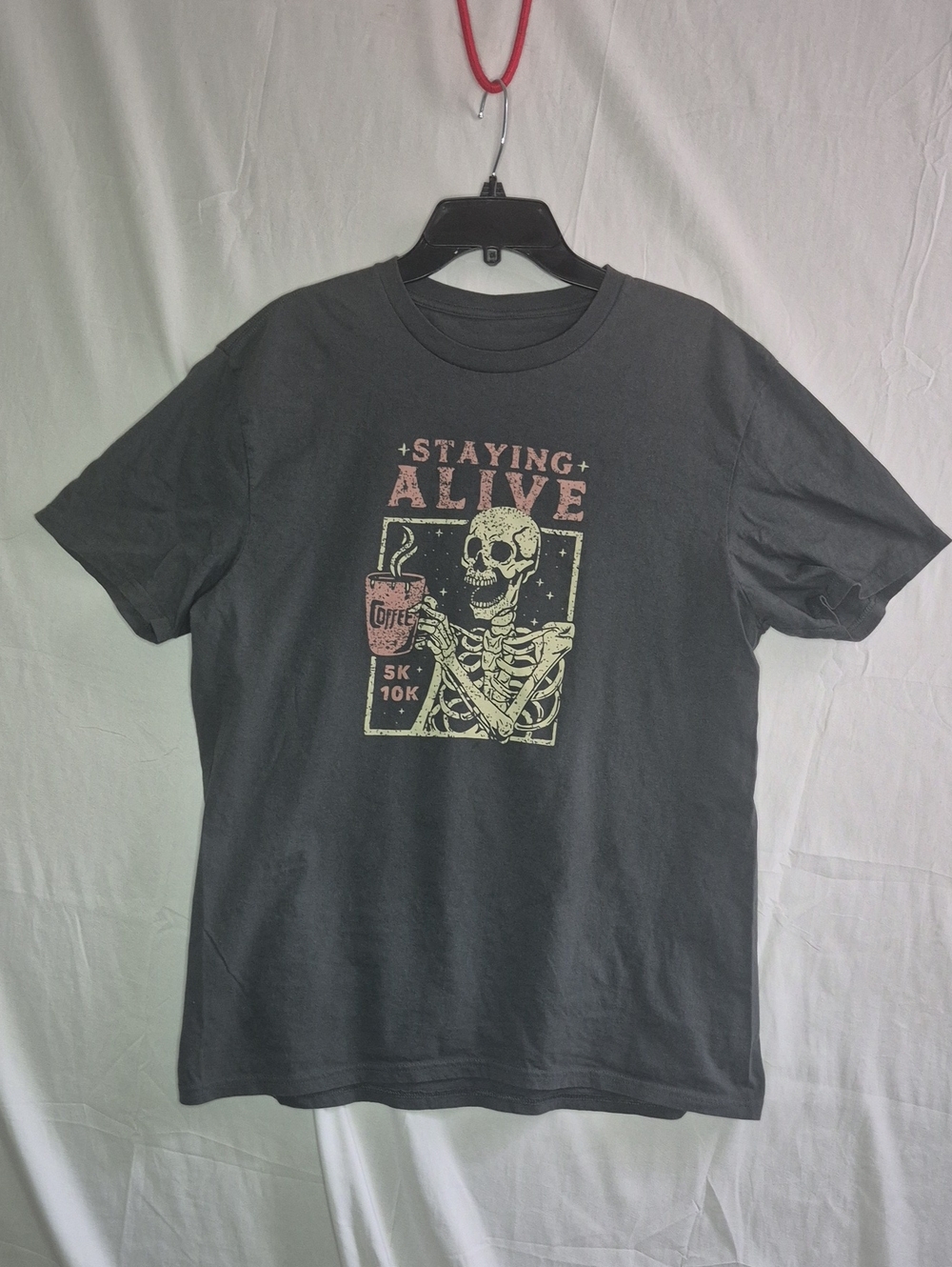 Staying Alive Skeleton Graphic Tee - Black